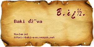 Baki Éva névjegykártya